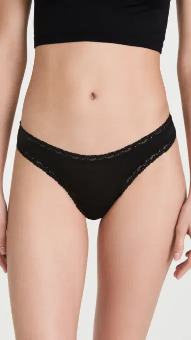 Stripe & Stare Black Thong 4 Pack Black | Thumbnail 3