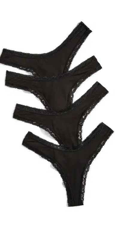 Stripe & Stare Black Thong 4 Pack Black | Thumbnail 1