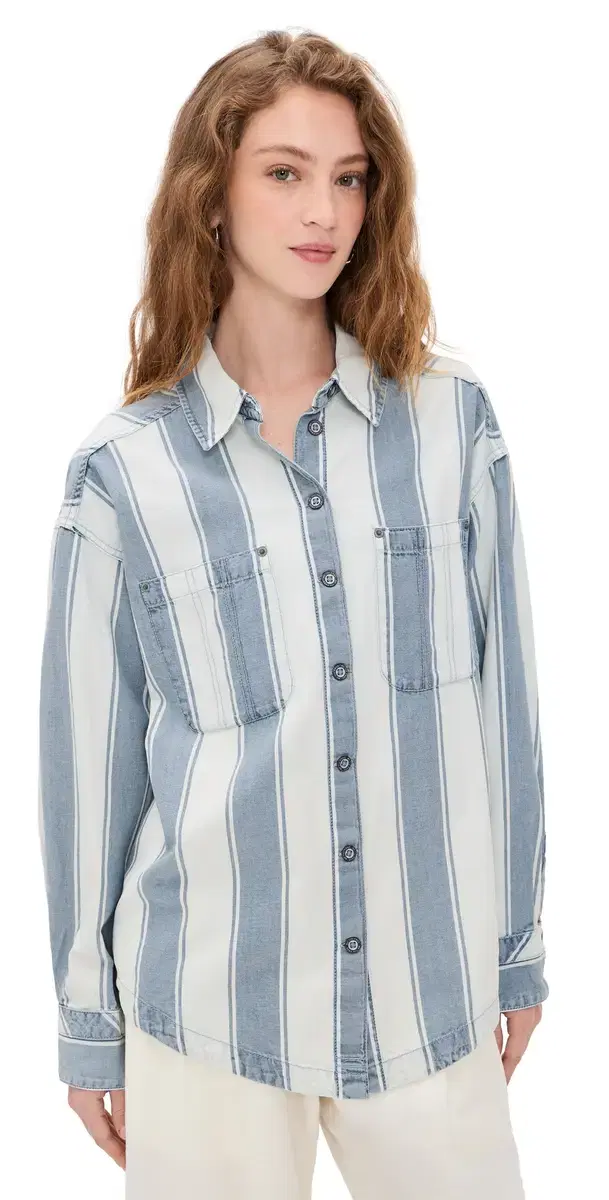 Crossroads Striped Button Down Shirt Indigo Combo