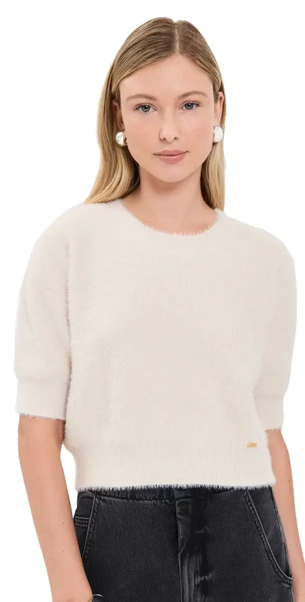 L'AGENCE Guinevere Crop Crew weater Vintage White