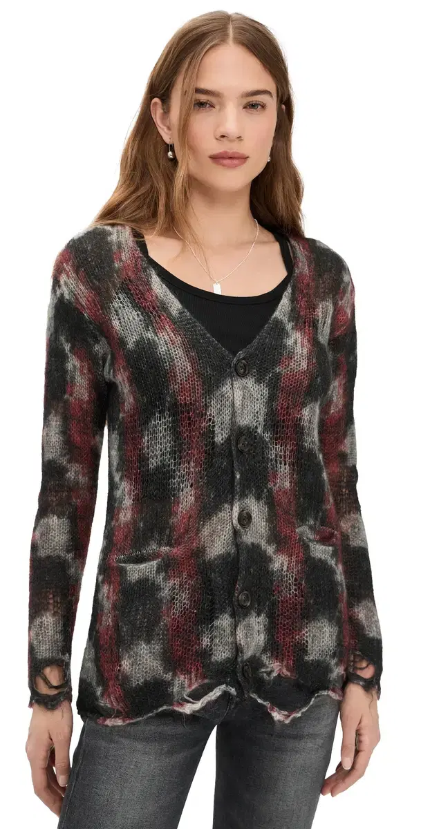 R13 Printed Boyfriend Cardigan Red/Black/White