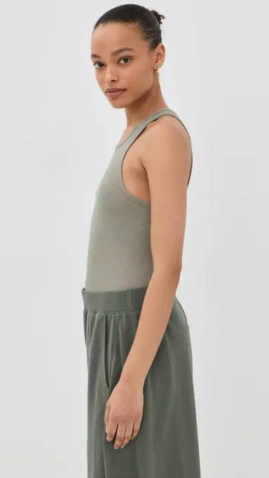 Tibi Circular Fine Rib Tank Pumice Grey | Thumbnail 4