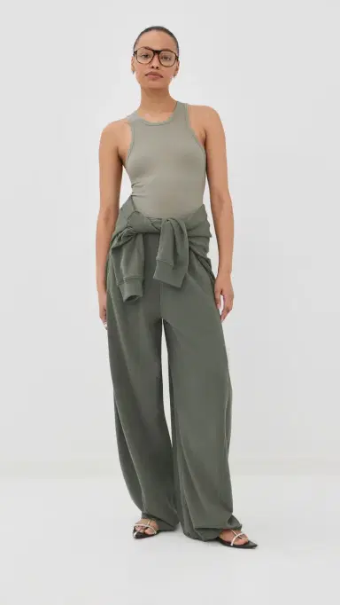 Tibi Circular Fine Rib Tank Pumice Grey | Thumbnail 5