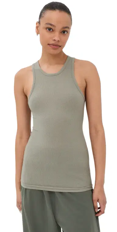 Tibi Circular Fine Rib Tank Pumice Grey | Thumbnail 1