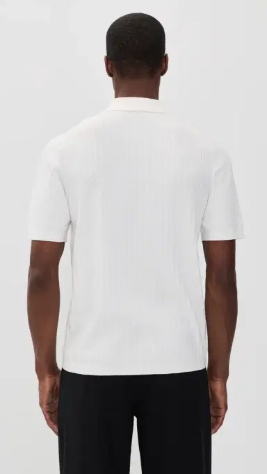 Theory Cable Knit Polo in Fine Bilen White S | Thumbnail 3