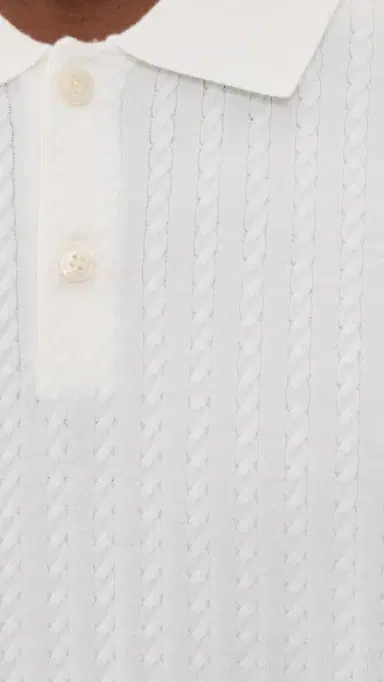 Theory Cable Knit Polo in Fine Bilen White S | Thumbnail 6