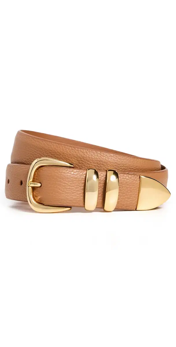 Anderson's Narrow Calf Leather Double Fastener Belt Medium Tan