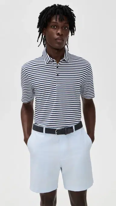 Adidas Golf Ultimate365 Stripe Polo Shirt White/Collegiate Navy | Thumbnail 2