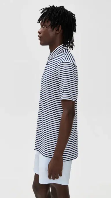Adidas Golf Ultimate365 Stripe Polo Shirt White/Collegiate Navy | Thumbnail 4