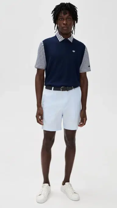 Adidas Golf Ultimate365 Stripe Polo Shirt White/Collegiate Navy | Thumbnail 5