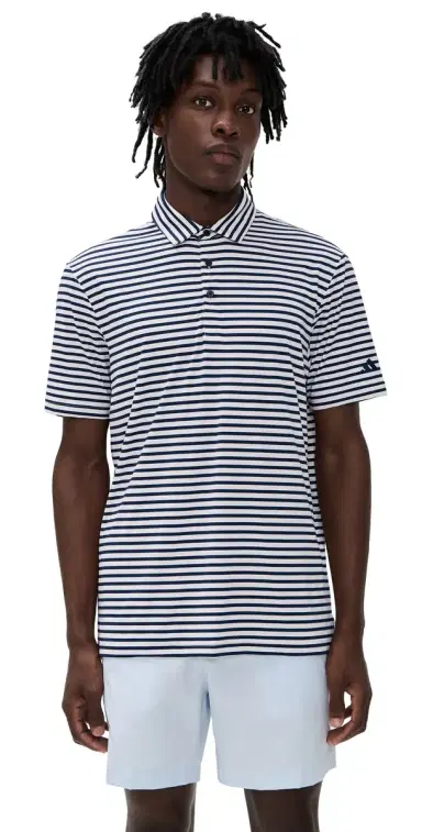 Adidas Golf Ultimate365 Stripe Polo Shirt White/Collegiate Navy | Thumbnail 1