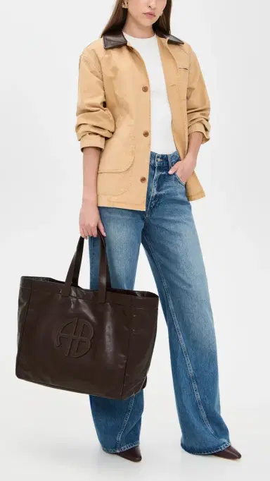 ANINE BING Large Rio Tote Dark Brown One Size | Thumbnail 3