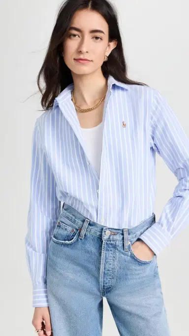 Polo Ralph Lauren Cotton Oxford Long Sleeve Button Down Harbor Island Blue/White 6 | Thumbnail 2 Polo Ralph Lauren Cotton Oxford Long Sleeve Button Down Harbor Island Blue/White 6 | Thumbnail 2