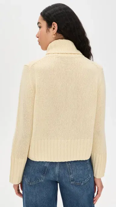 Jenni Kayne Cropped Jet Turtleneck Cashmere Pullover Pale Yellow | Thumbnail 3