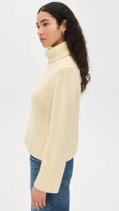 Jenni Kayne Cropped Jet Turtleneck Cashmere Pullover Pale Yellow | Thumbnail 4