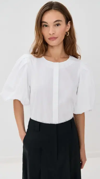 LE BOP Liza Puff Sleeve Shirt White | Thumbnail 2