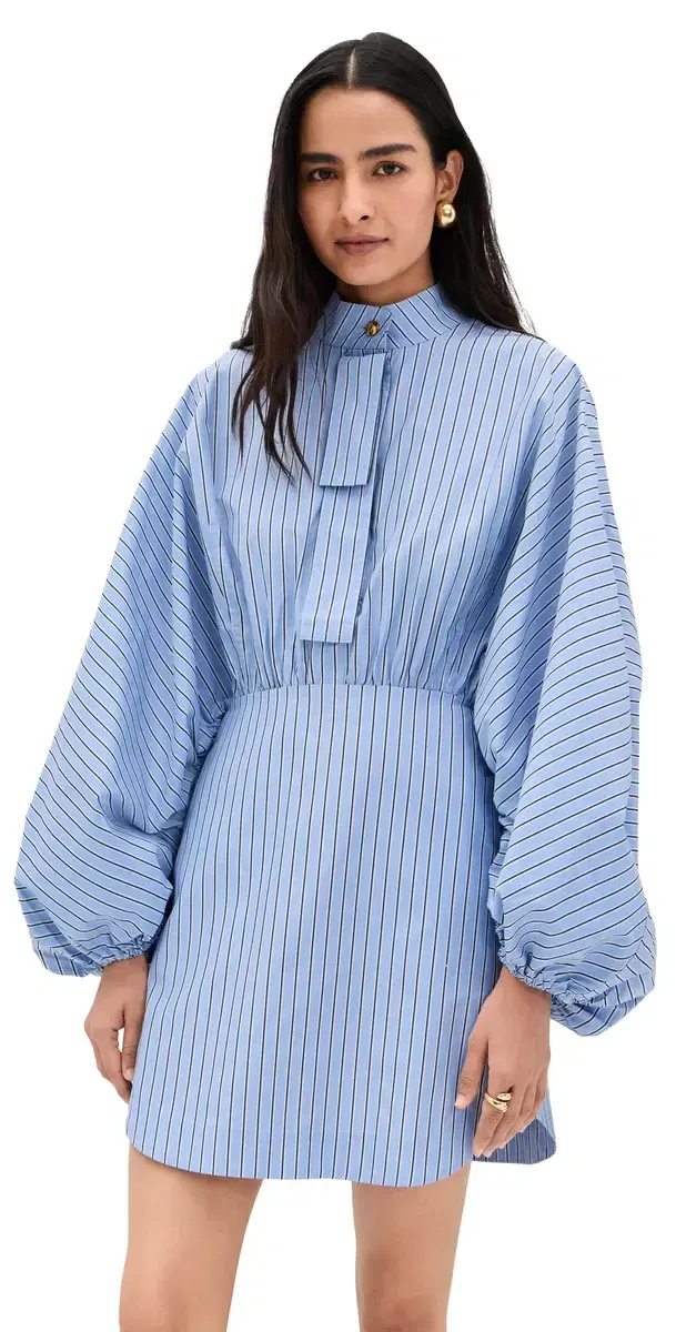 Zimmermann Drawstring Stripe Mini Dress Hydrangea Stripe