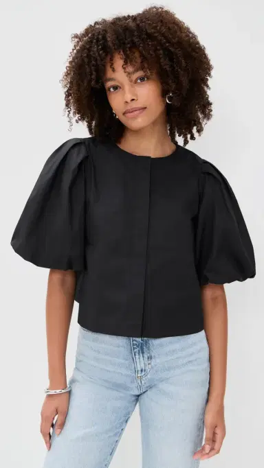 LE BOP Liza Puff Sleeve Shirt Black M | Thumbnail 2