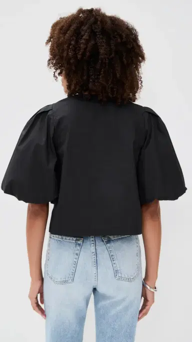 LE BOP Liza Puff Sleeve Shirt Black M | Thumbnail 3