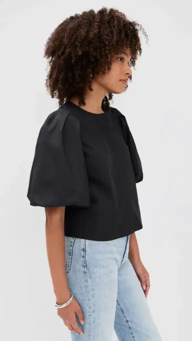 LE BOP Liza Puff Sleeve Shirt Black M | Thumbnail 4