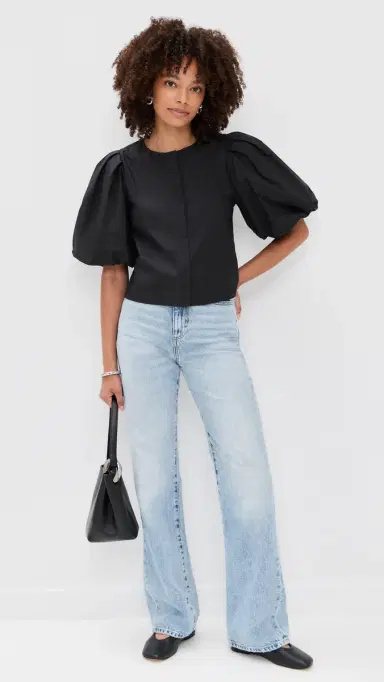 LE BOP Liza Puff Sleeve Shirt Black M | Thumbnail 5