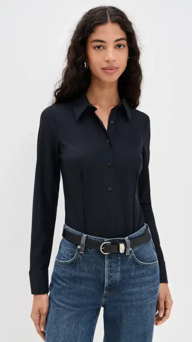 Commando Classic Button Down Thong Bodysuit Black L | Thumbnail 2