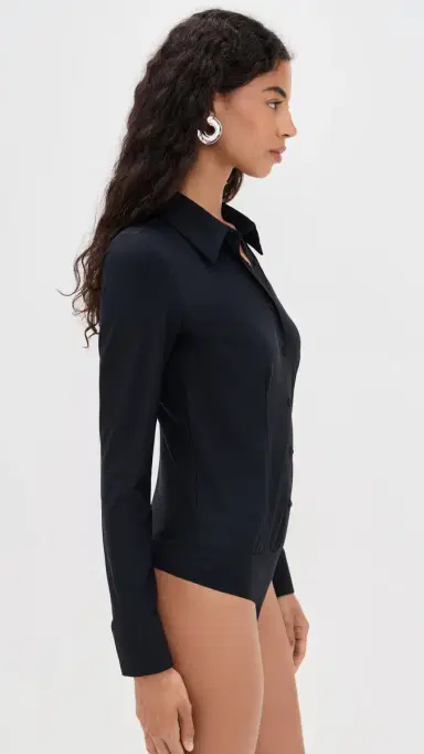 Commando Classic Button Down Thong Bodysuit Black L | Thumbnail 4