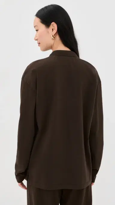 Sprwmn Long Sleeve Oversized Polo Tee Americano | Thumbnail 3