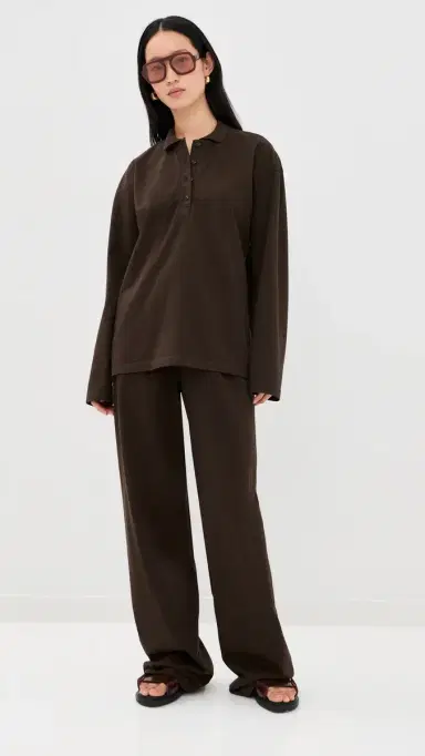 Sprwmn Long Sleeve Oversized Polo Tee Americano | Thumbnail 5