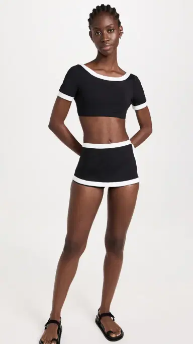 Staud Nell Swim Skirt Black/White | Thumbnail 5