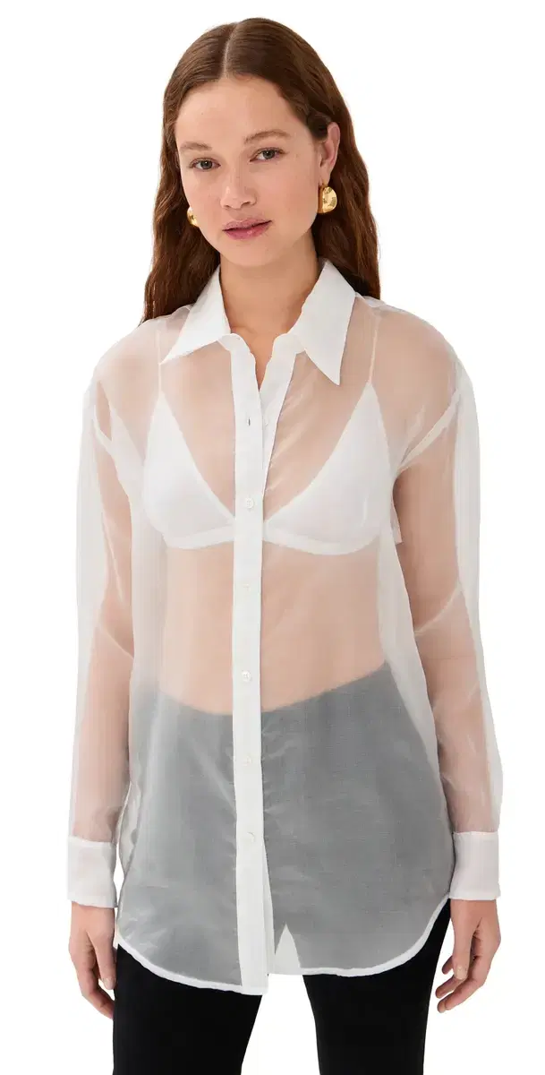 Oversized ilk hirt White