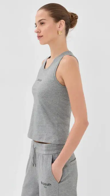 Balmain Vintage Print Tank Top Gris Chine/Noir | Thumbnail 4 Balmain Vintage Print Tank Top Gris Chine/Noir | Thumbnail 4