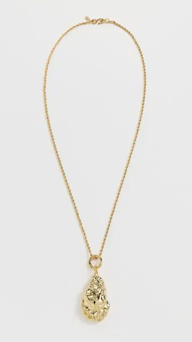 Kenneth Jay Lane Oyster Pendant Necklace Gold One Size | Thumbnail 4