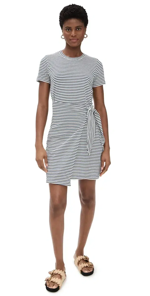 Edie Dress  Navy icro Stripe