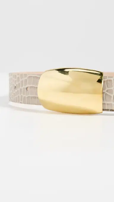 L'Agence Milou Domed Croc Embossed Belt Ivory Croc Embossed | Thumbnail 5 L'Agence Milou Domed Croc Embossed Belt Ivory Croc Embossed | Thumbnail 5