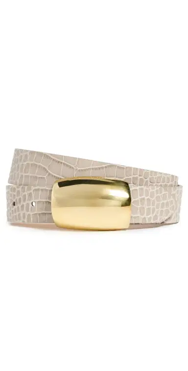L'Agence Milou Domed Croc Embossed Belt Ivory Croc Embossed | Thumbnail 1 L'Agence Milou Domed Croc Embossed Belt Ivory Croc Embossed | Thumbnail 1
