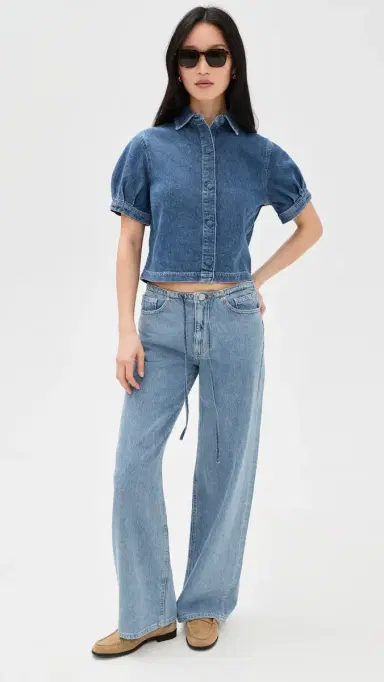 DL1961 Puff Sleeve Aura Montauk Denim Shirt Terra Blues | Thumbnail 5