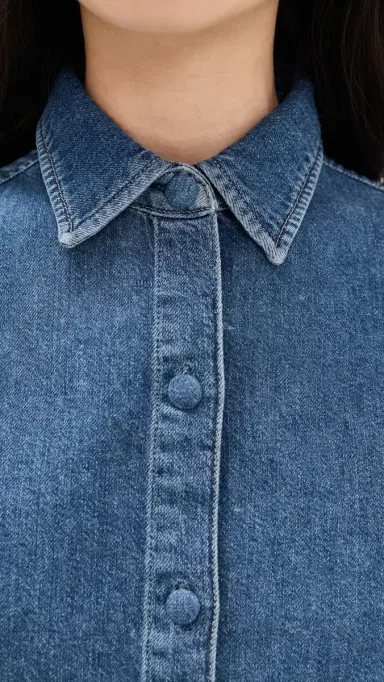 DL1961 Puff Sleeve Aura Montauk Denim Shirt Terra Blues | Thumbnail 6