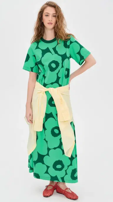 Marimekko Koostua Unikko Dress Green/Dark Green | Thumbnail 5