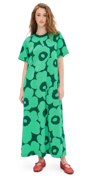 Marimekko Koostua Unikko Dress Green/Dark Green | Thumbnail 1