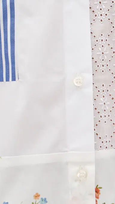 MSGM Patchwork Button Down Shirt Off White Blue | Thumbnail 6