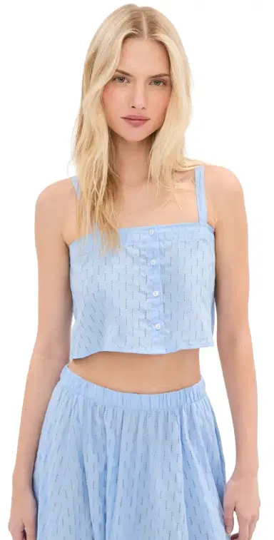 LE BOP Martha Eyelet Crop Top Blue XL | Thumbnail 1