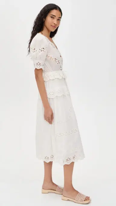 Sea Sofia Embroidery Puff Sleeve Dress Cream | Thumbnail 4