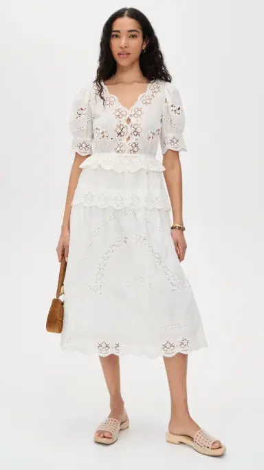 Sea Sofia Embroidery Puff Sleeve Dress Cream | Thumbnail 5