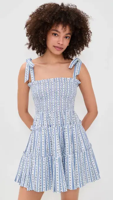 Hill House Home The Ribbon Charlotte Nap Dress Petal Stripe Blue | Thumbnail 2