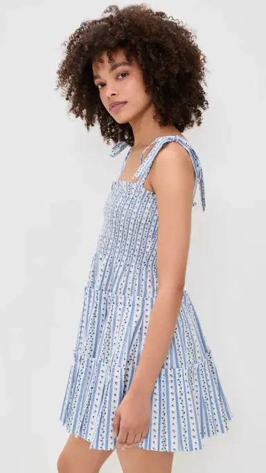 Hill House Home The Ribbon Charlotte Nap Dress Petal Stripe Blue | Thumbnail 4