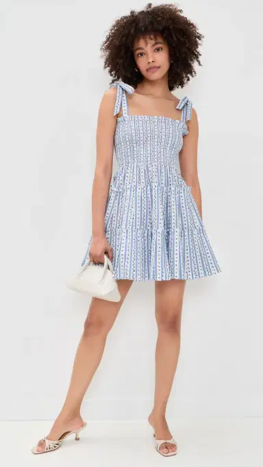 Hill House Home The Ribbon Charlotte Nap Dress Petal Stripe Blue | Thumbnail 5