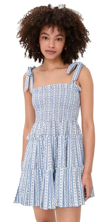 Hill House Home The Ribbon Charlotte Nap Dress Petal Stripe Blue | Thumbnail 1