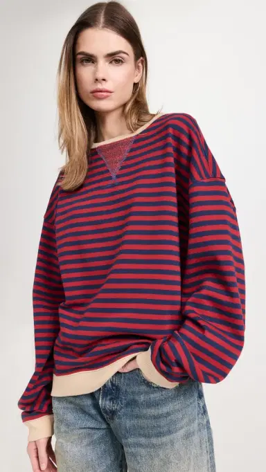 Free People Classic Striped Crew Sweatshirt Nautical Combo | Thumbnail 2