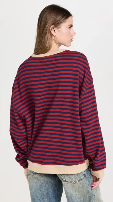 Free People Classic Striped Crew Sweatshirt Nautical Combo | Thumbnail 3